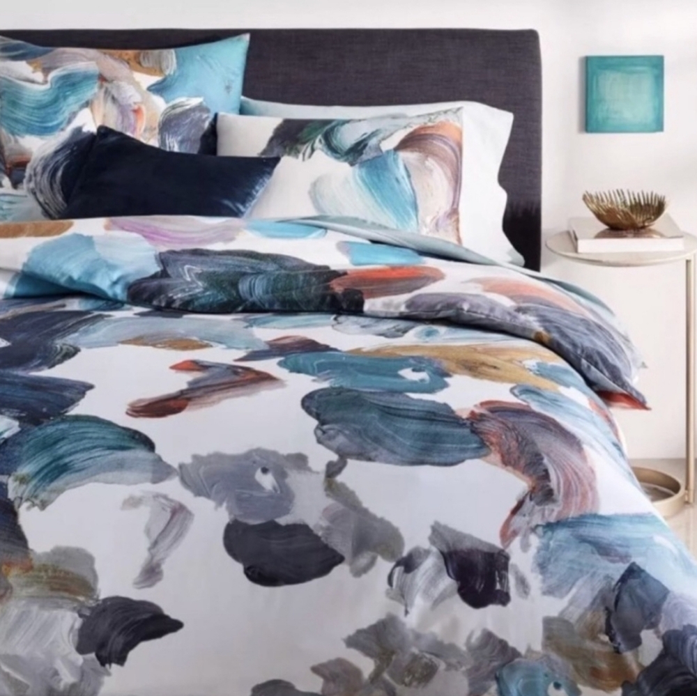 WEST ELM ARTISTS PALETTE BRUSHSTROKE PILLOW SHAM COVERS 1 STANDARD 1 KING